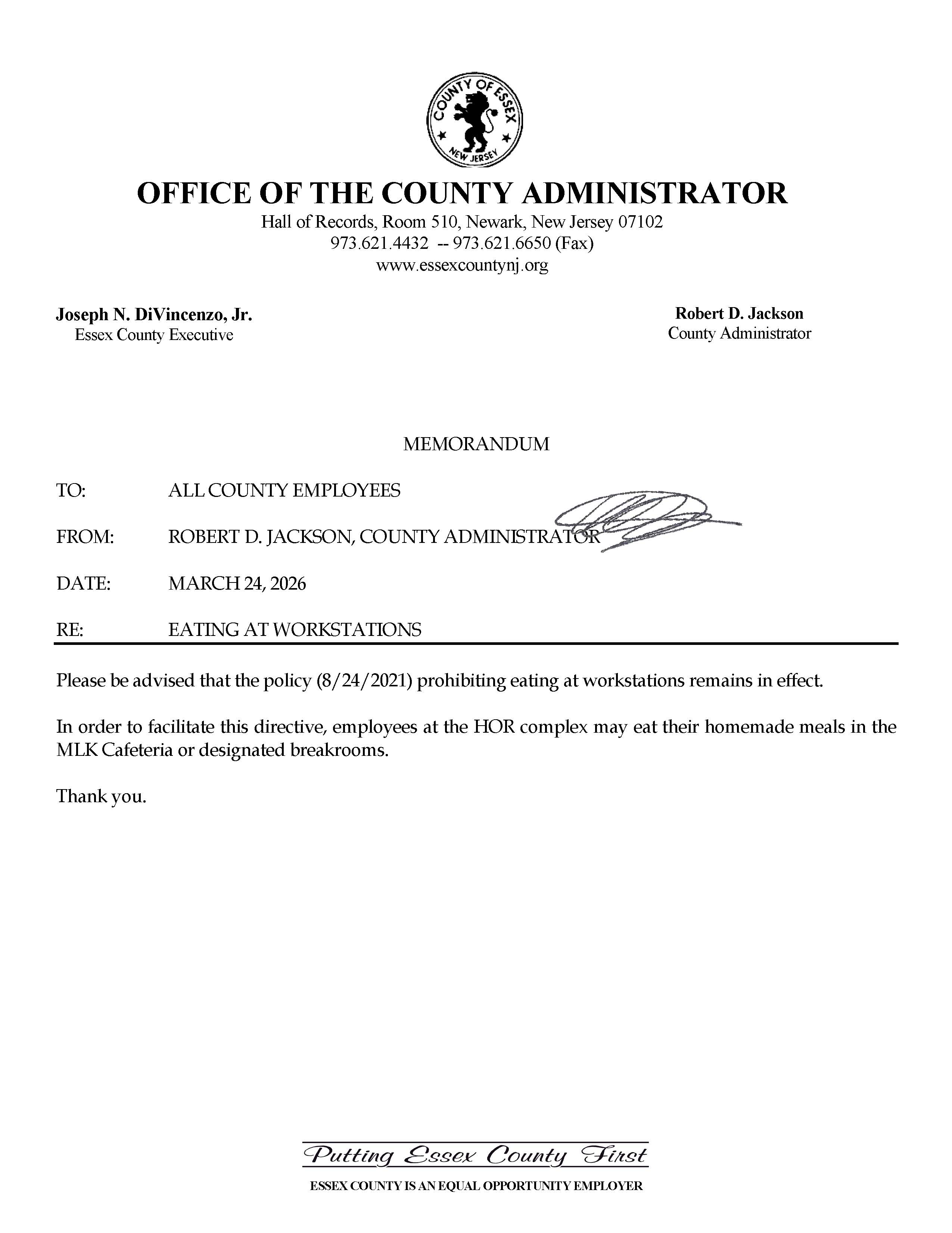 Letterhead - Eating at Workstations